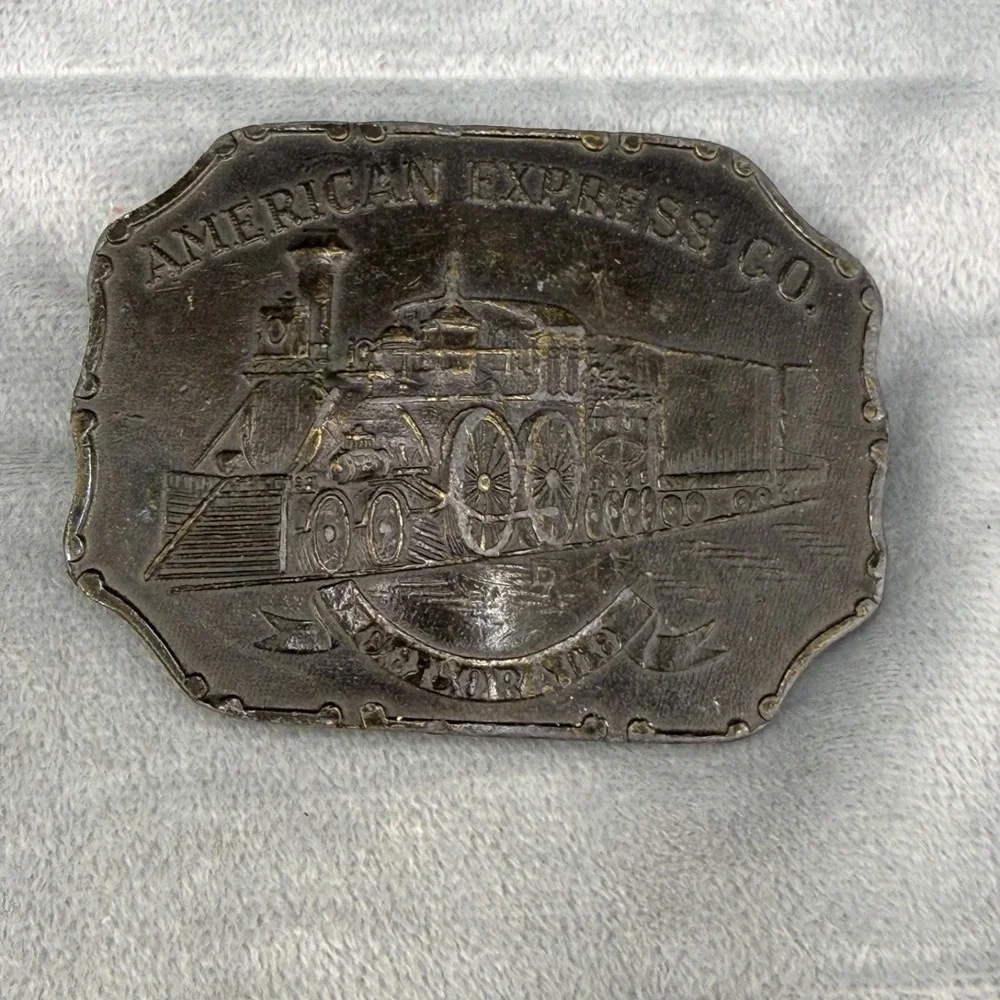 Vintage‎ Lewis Buckles Belt Buckle Gold American Express Train Brass One Size